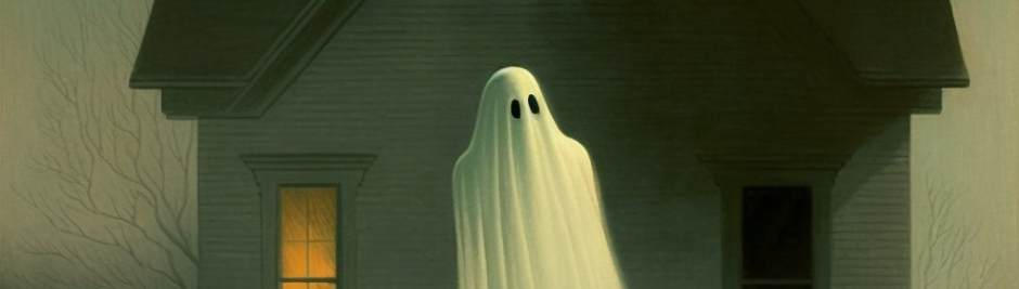 Wishlist decorative image: Ghost on the house background