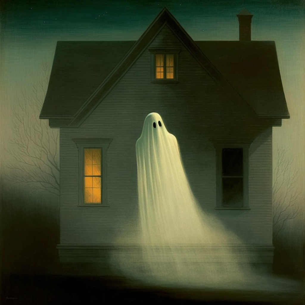 Wishlist decorative image: Ghost on the house background